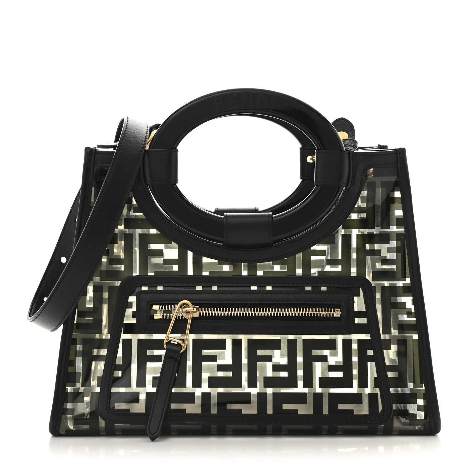 TPU FF Vitello Century Plexiglass Small Runaway Shopper Tote Black
