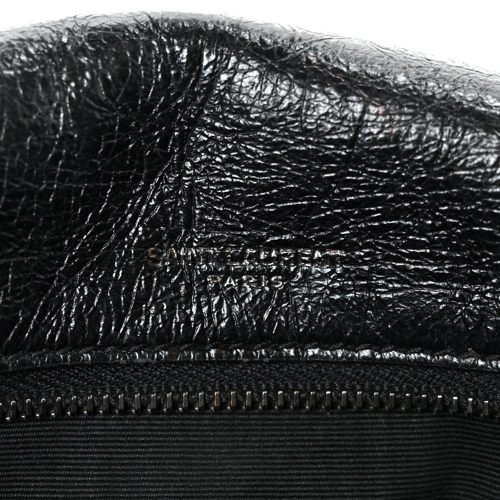 Crinkled Calfskin Matelasse Monogram Medium Niki Chain Satchel Black