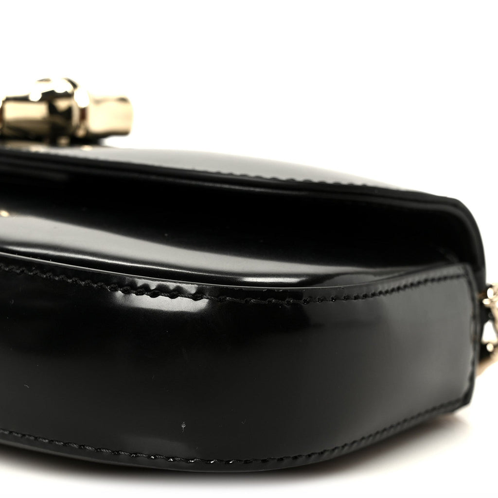 Shiny Calfskin Small Bamboo Night Bag Black