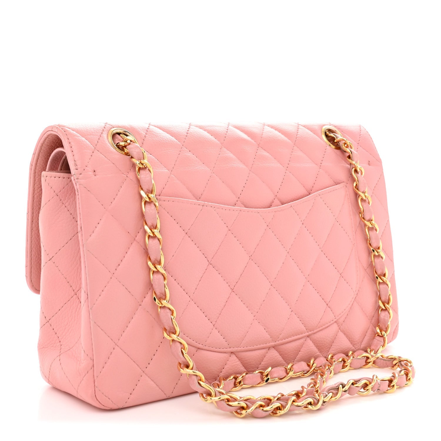 Caviar Quilted Medium Double Flap Pink