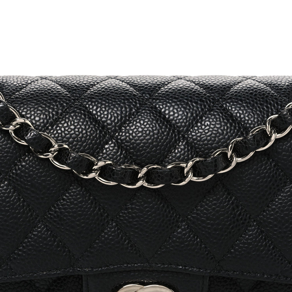 Caviar Quilted Small Double Flap Black