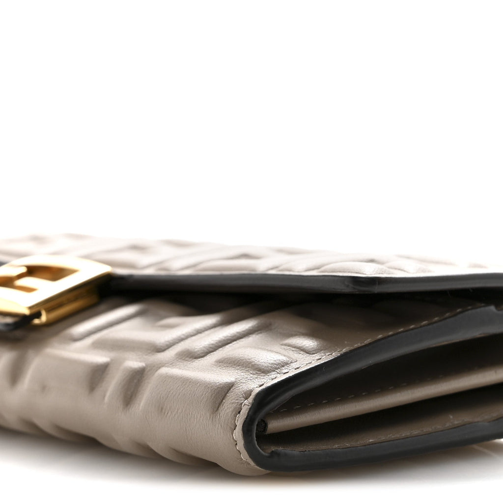 Nappa Matisse FF Embossed Continental Wallet On Chain Tortora