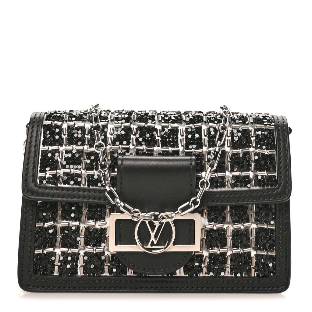 Tweed Sequin Dauphine Minaudiere Black