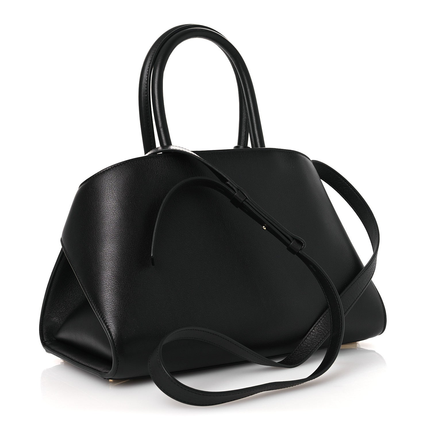 Calfskin Medium Hug Soft Bicolor Shoulder Bag Black Flame Red