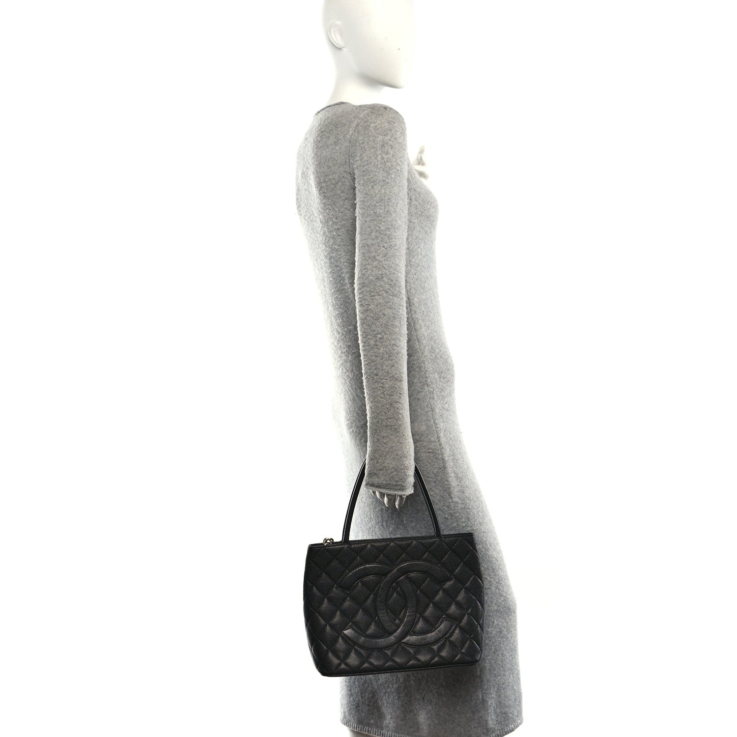 Caviar Quilted Medallion Tote Black