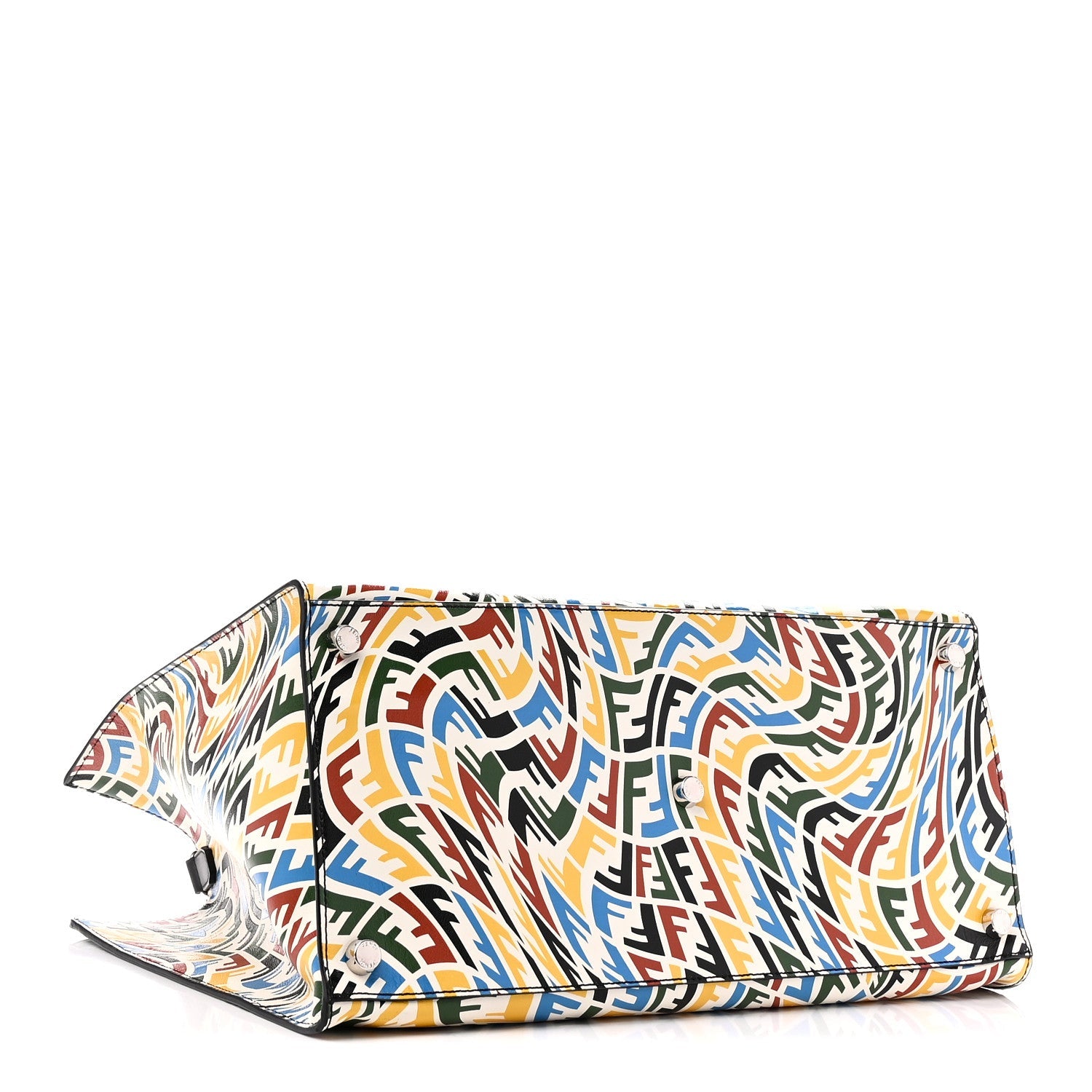 X SARAH COLEMAN Vitello Grace Light FF Vertigo Shopping Tote White Ice Multicolor