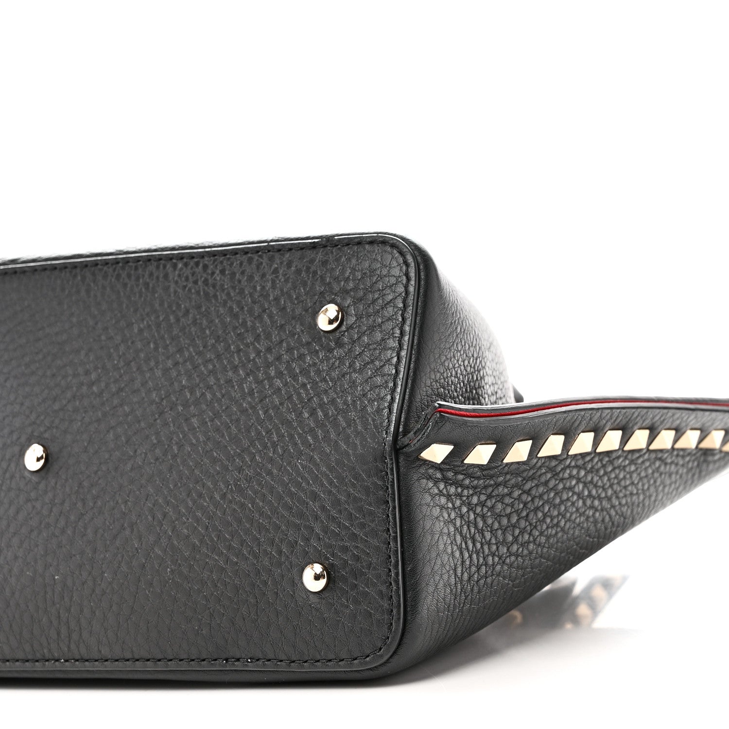 Pebbled Calfskin Small Rockstud Crossbody Tote Black