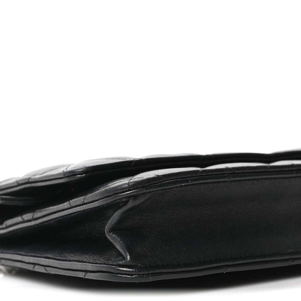 Lambskin Quilted Wallet On Chain WOC Black