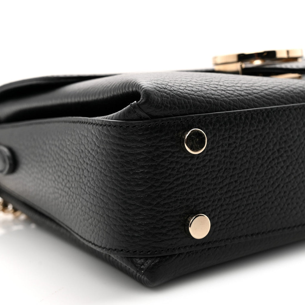 Dollar Calfskin Interlocking G Top Handle Shoulder Bag Black