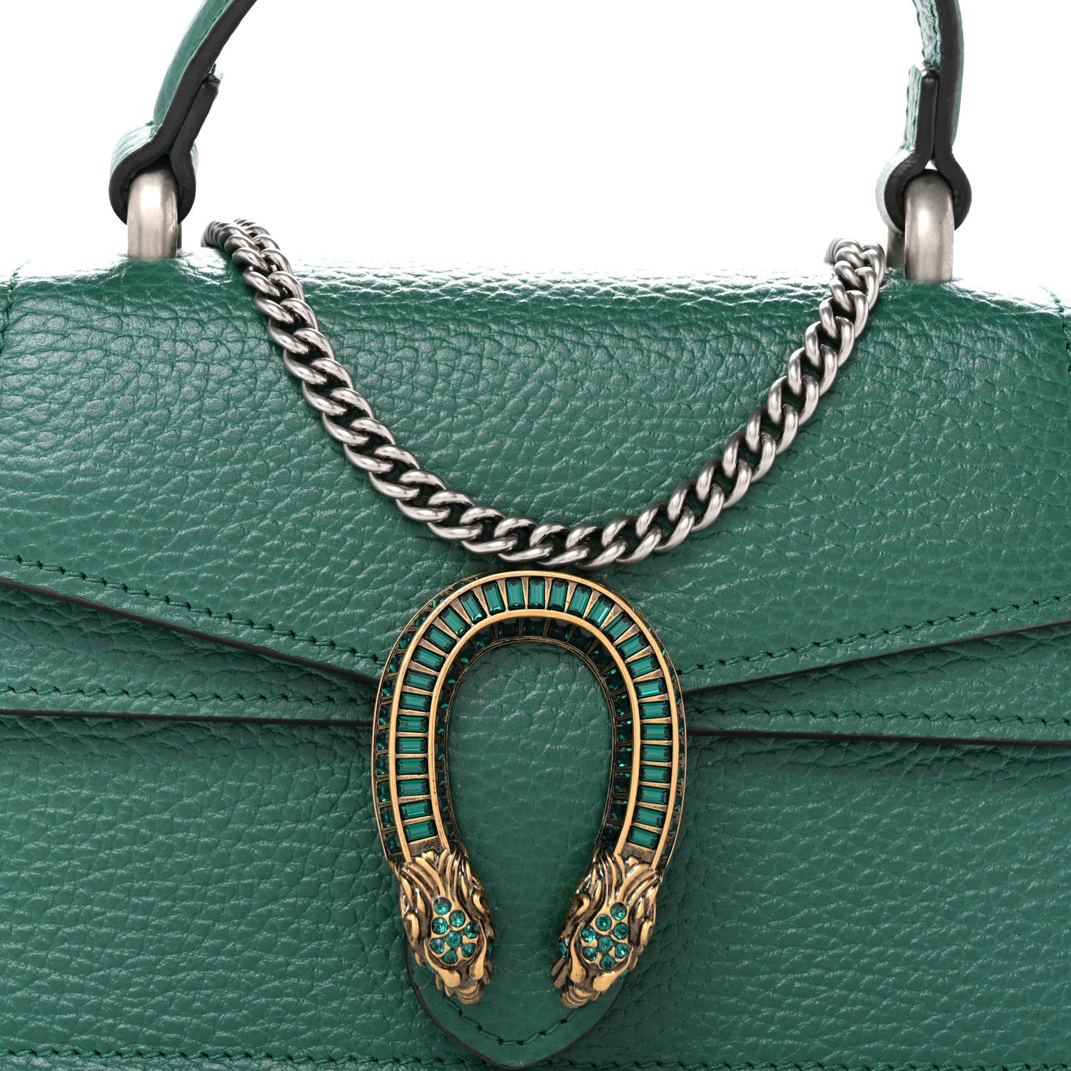 Dollar Calfskin Crystal Mini Dionysus Top Handle Bag Emerald