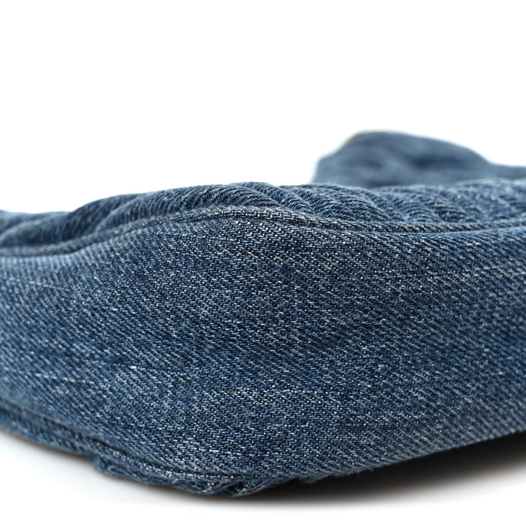 Denim Matelasse Shoulder Bag Blue White