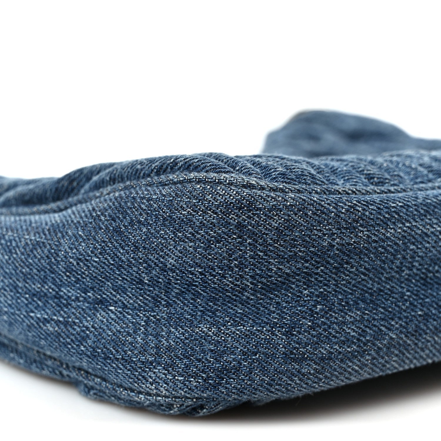 Denim Matelasse Shoulder Bag Blue White