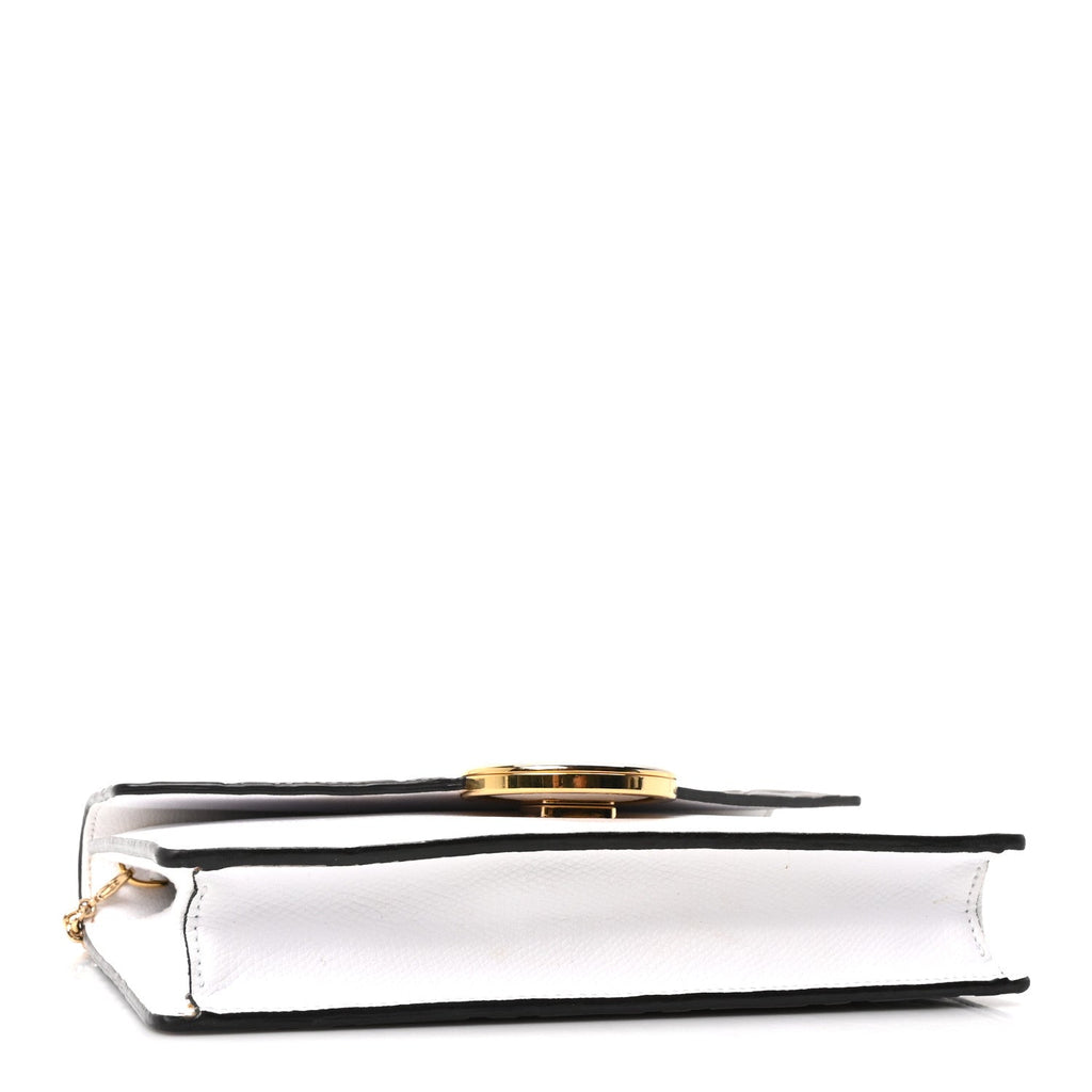 Vitello Cruise F is Fendi Bi-Color FF 1974 Embossed Medium Envelope Wallet On Chain Maya Black White