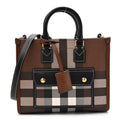 E-Canvas Check Calfskin Mini Freya Tote Dark Birch Brown