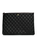 Caviar Quilted Large Cosmetic Case Black