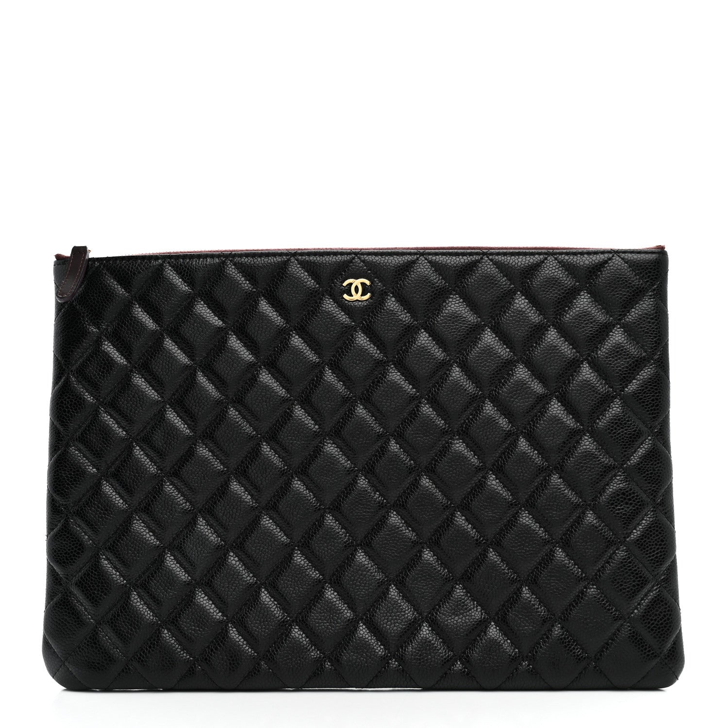Caviar Quilted Large Cosmetic Case Black
