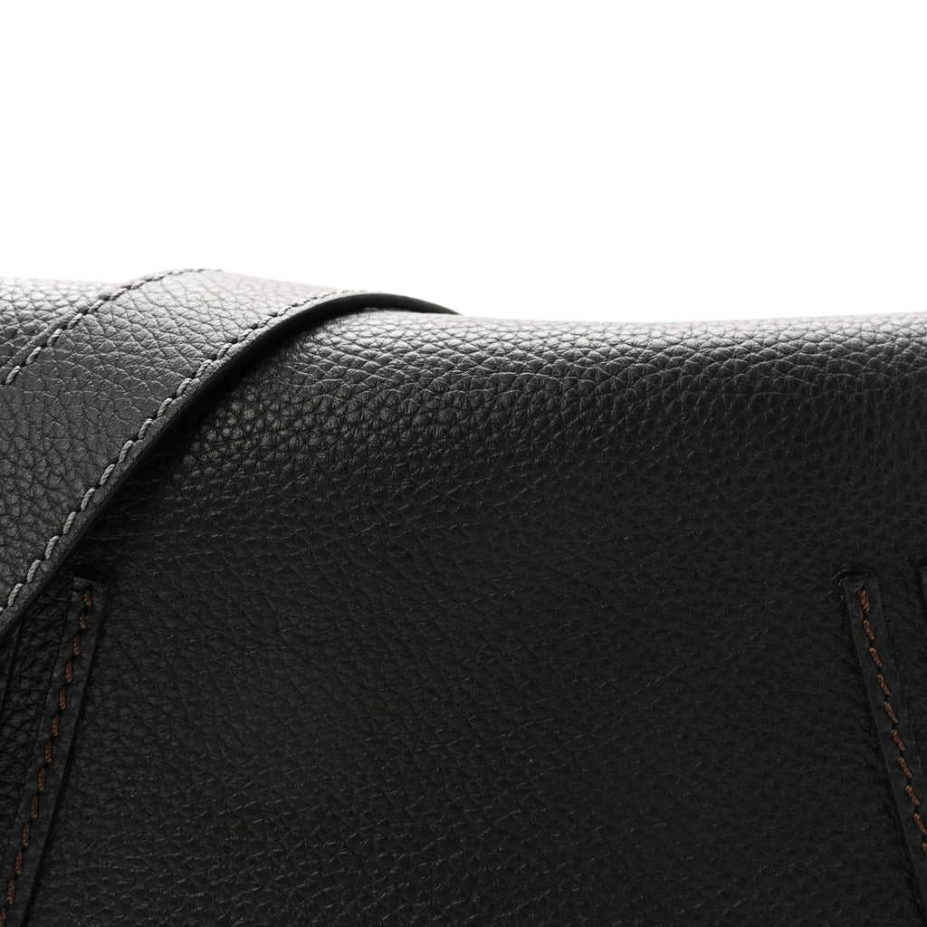 Calfskin Medium Marcie Round Crossbody Bag Black
