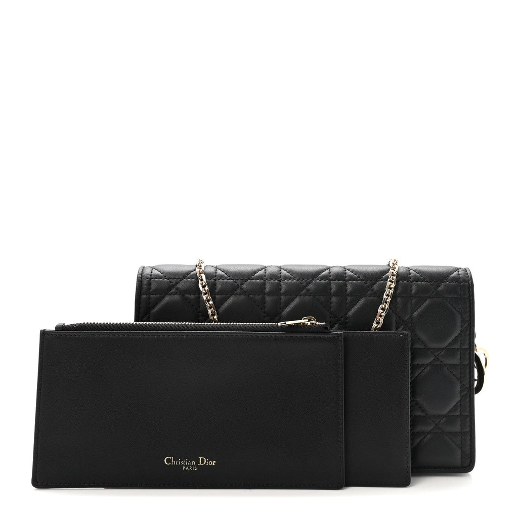 Lambskin Cannage Lady Dior Pouch Black