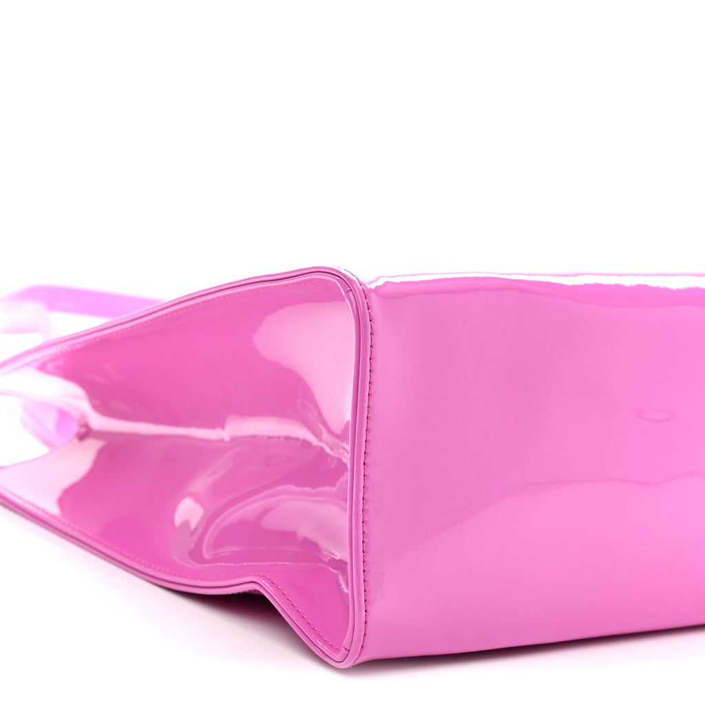 Patent Vegan Leather Medium Shopping Bag Pink
