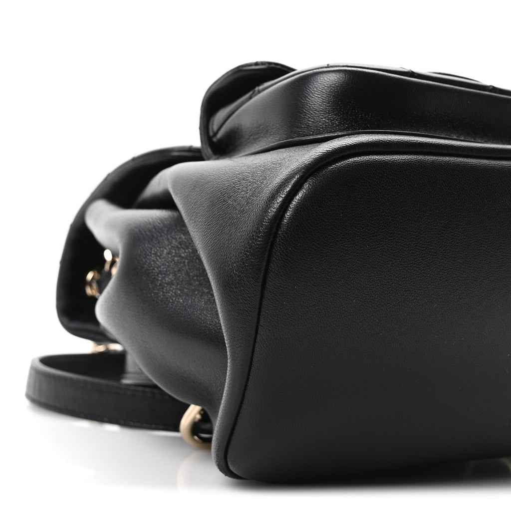 Lambskin Quilted Small Duma Drawstring Backpack Black