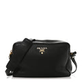 Vitello Daino Medium Double Zip Shoulder Bag Black
