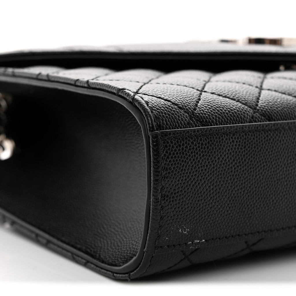 Grain De Poudre Textured Mixed Matelasse Triquilt Medium Monogram Satchel Black