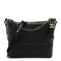 Aged Calfskin Quilted Medium Gabrielle Hobo Black