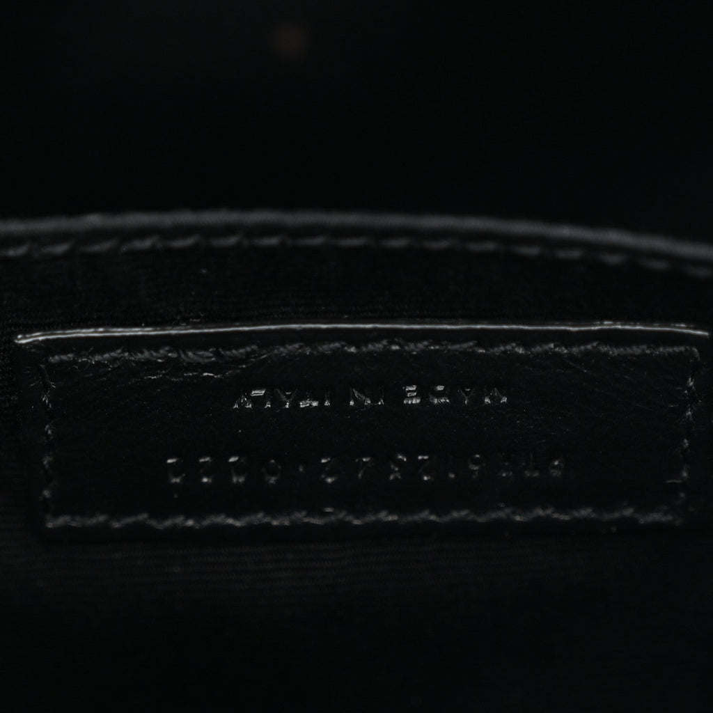 Patent Calfskin Crocodile Embossed Monogram Lou Camera Bag Black