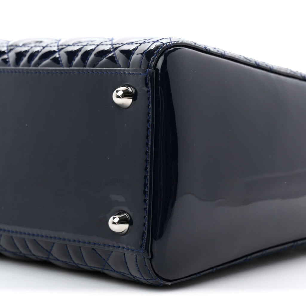 Patent Cannage Large Lady Dior Navy Blue