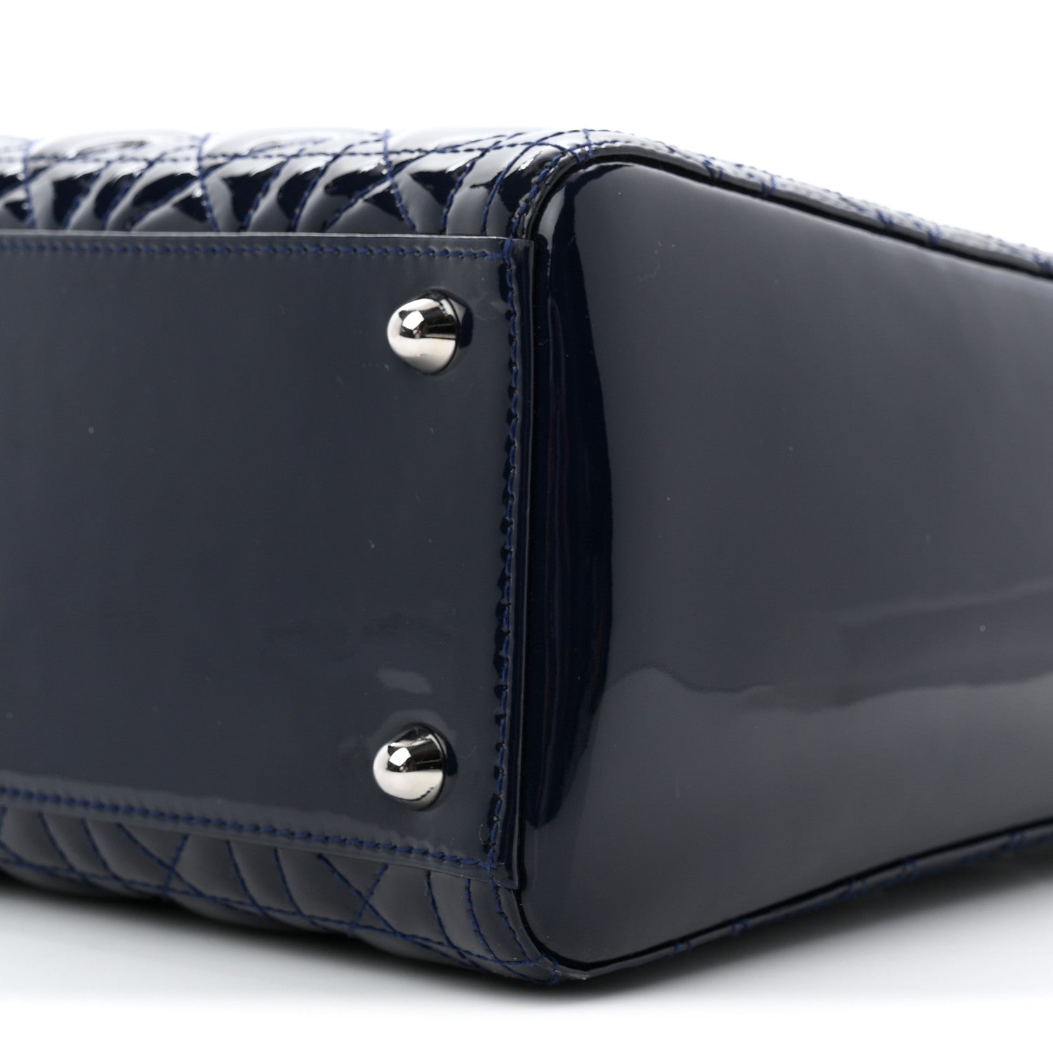 Patent Cannage Large Lady Dior Navy Blue