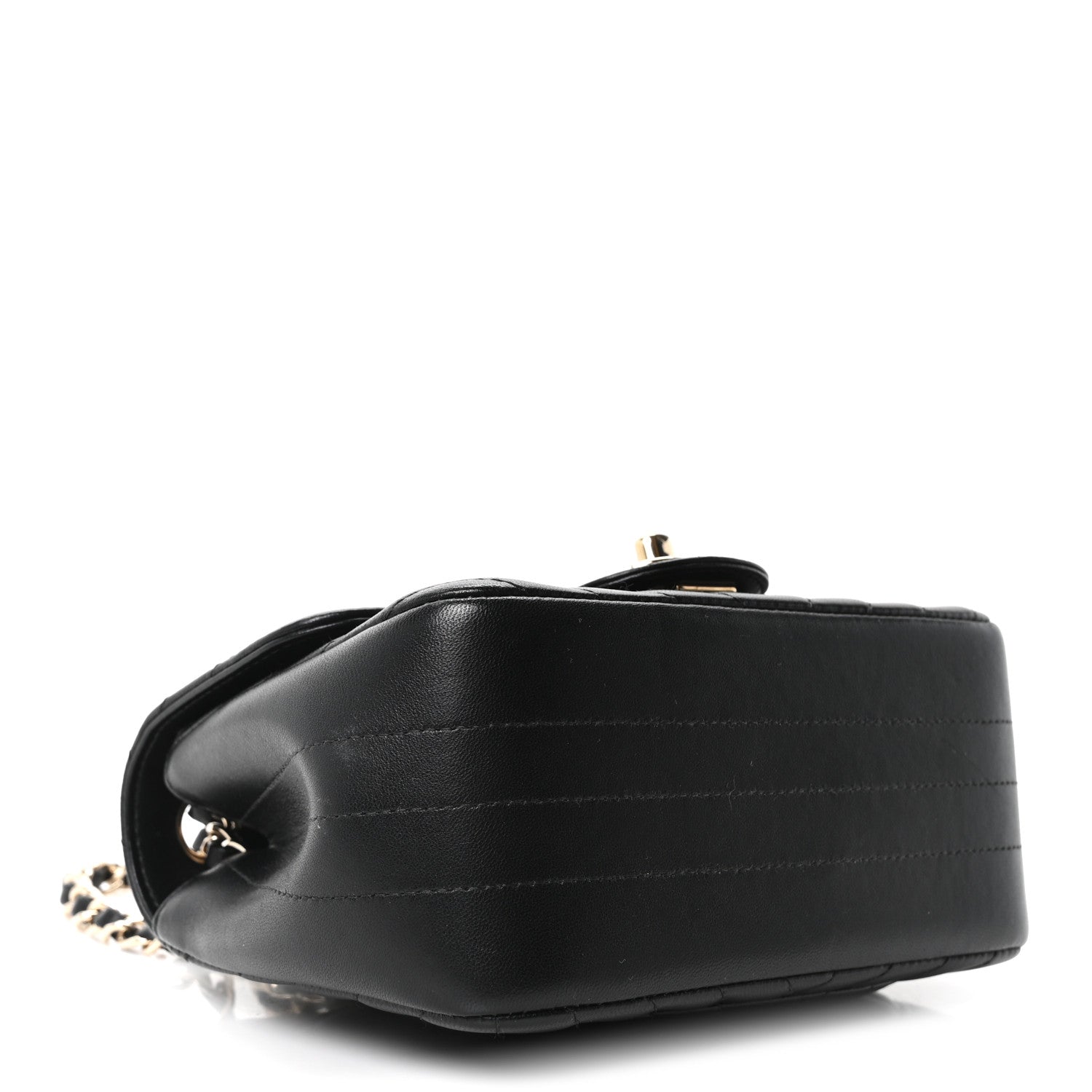 Lambskin Chevron Quilted Mini Square Flap Black