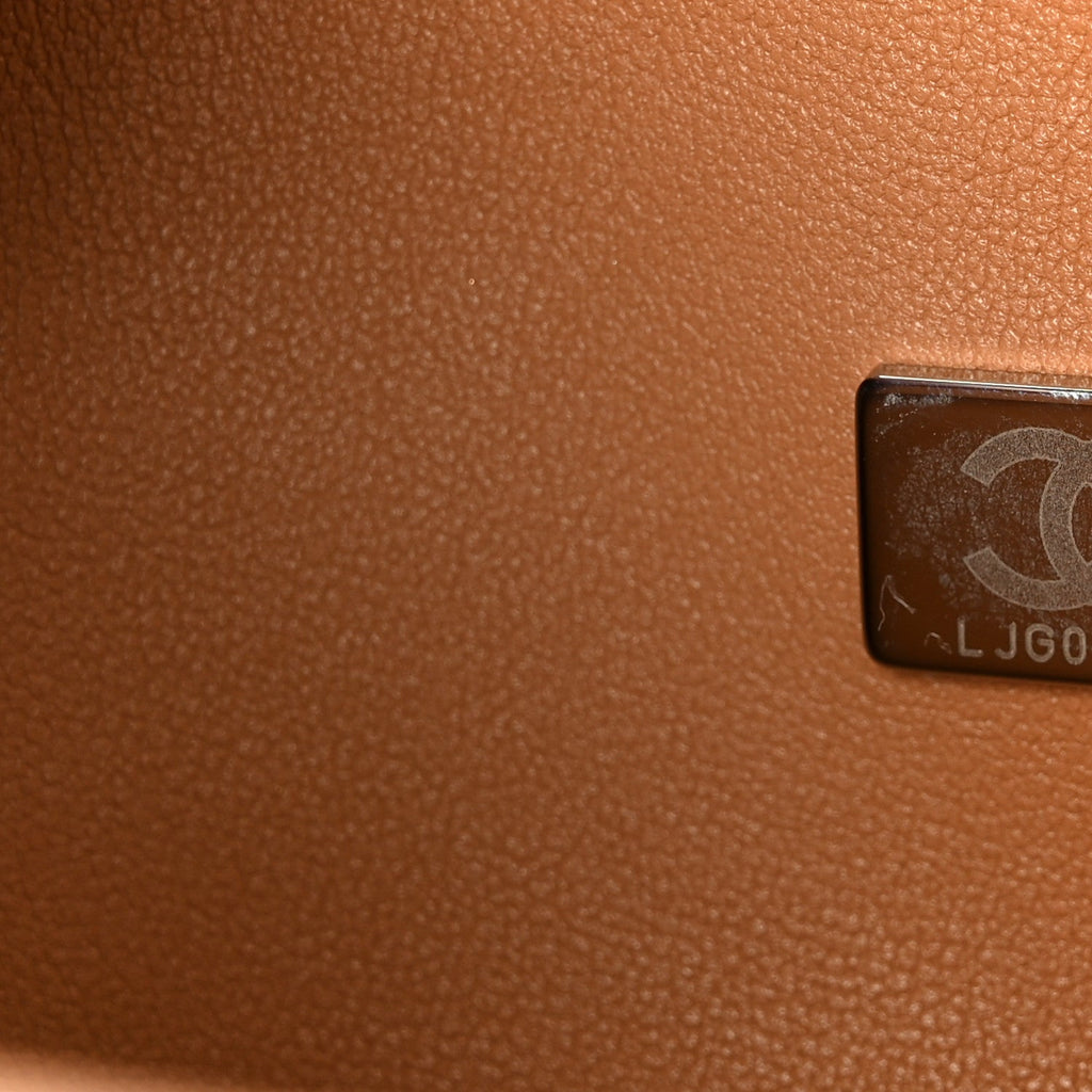 Caviar Quilted Medium Double Flap Light Brown