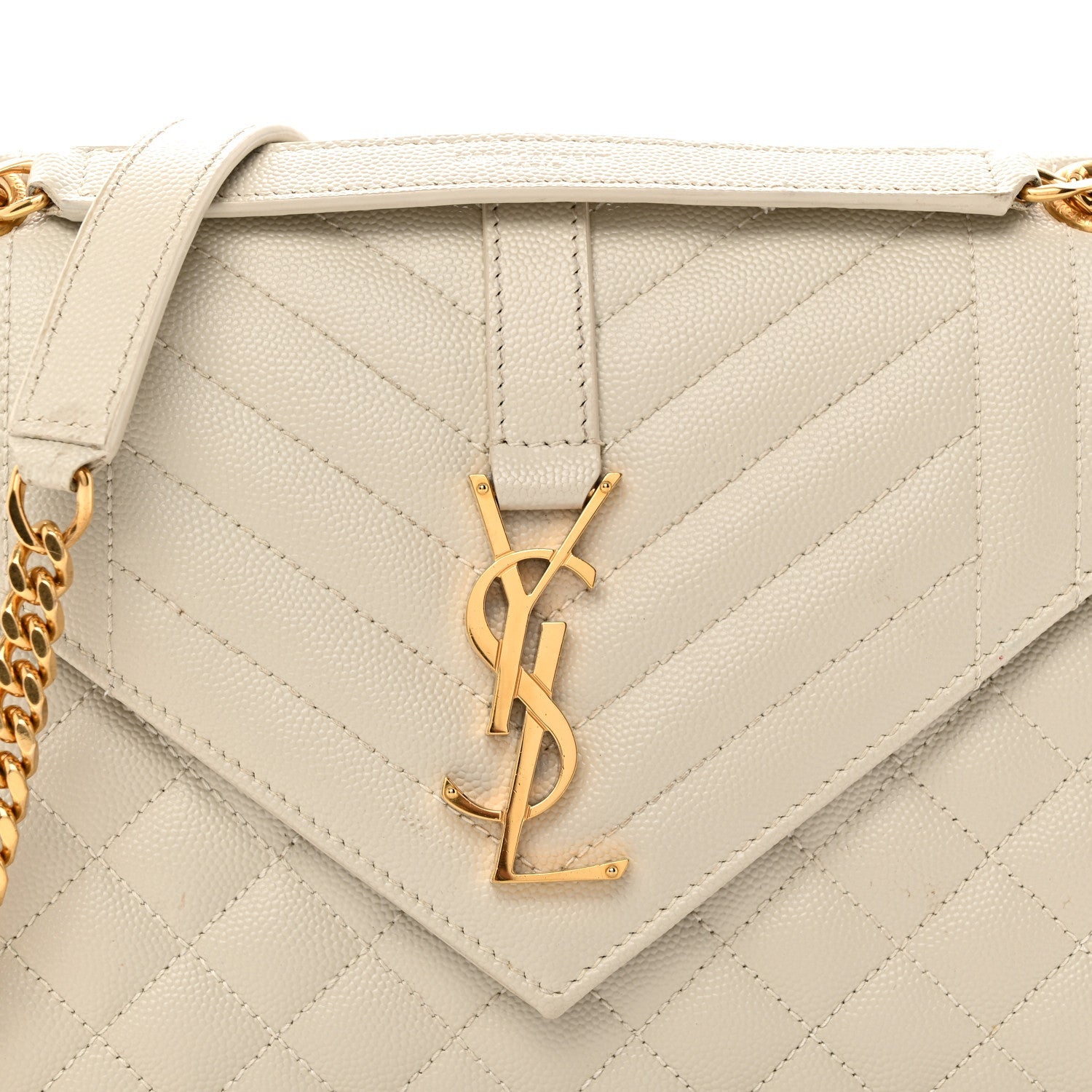 Grain De Poudre Textured Mixed Matelasse Medium Triquilt Monogram Satchel Crema Soft