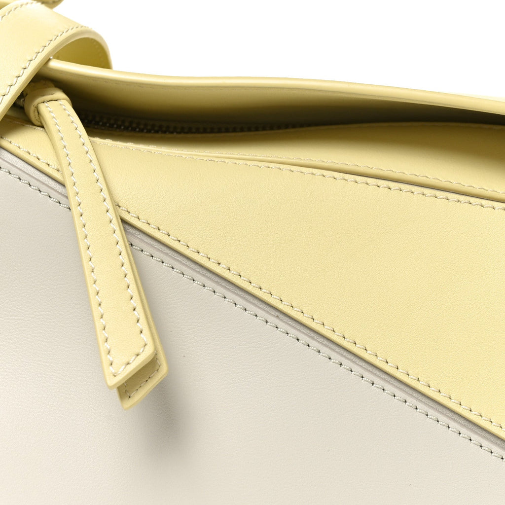 X ALBERS Nappa Calfskin Small Puzzle Bag Pale Grey Light Citrine