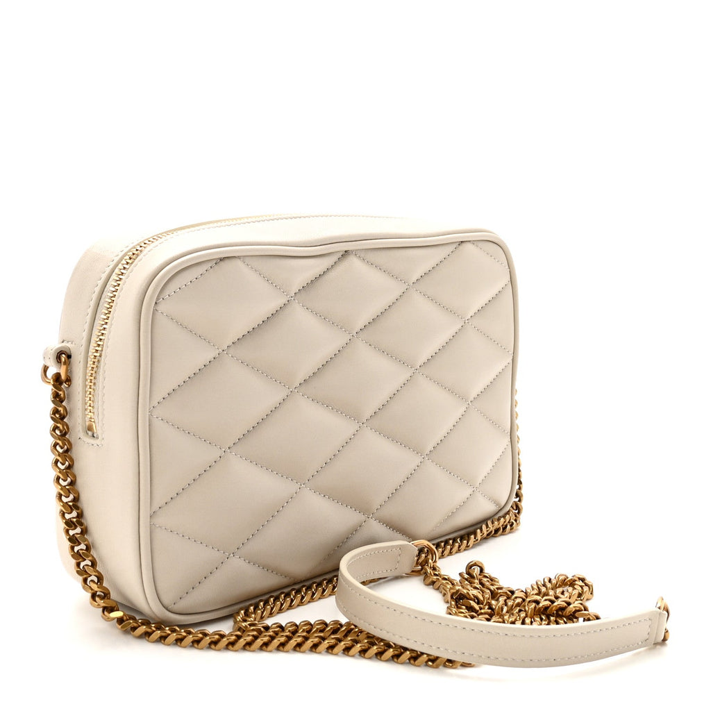 Lambskin Quilted Mini Camera Bag Crema Soft Crema Soft