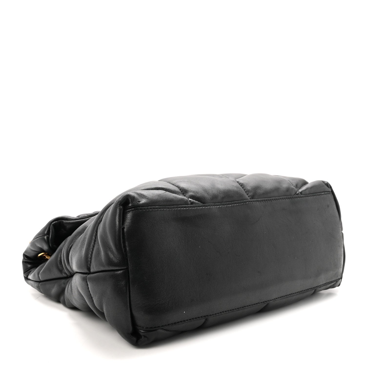Lambskin Quilted Medium Loulou Puffer Monogram Chain Satchel Black