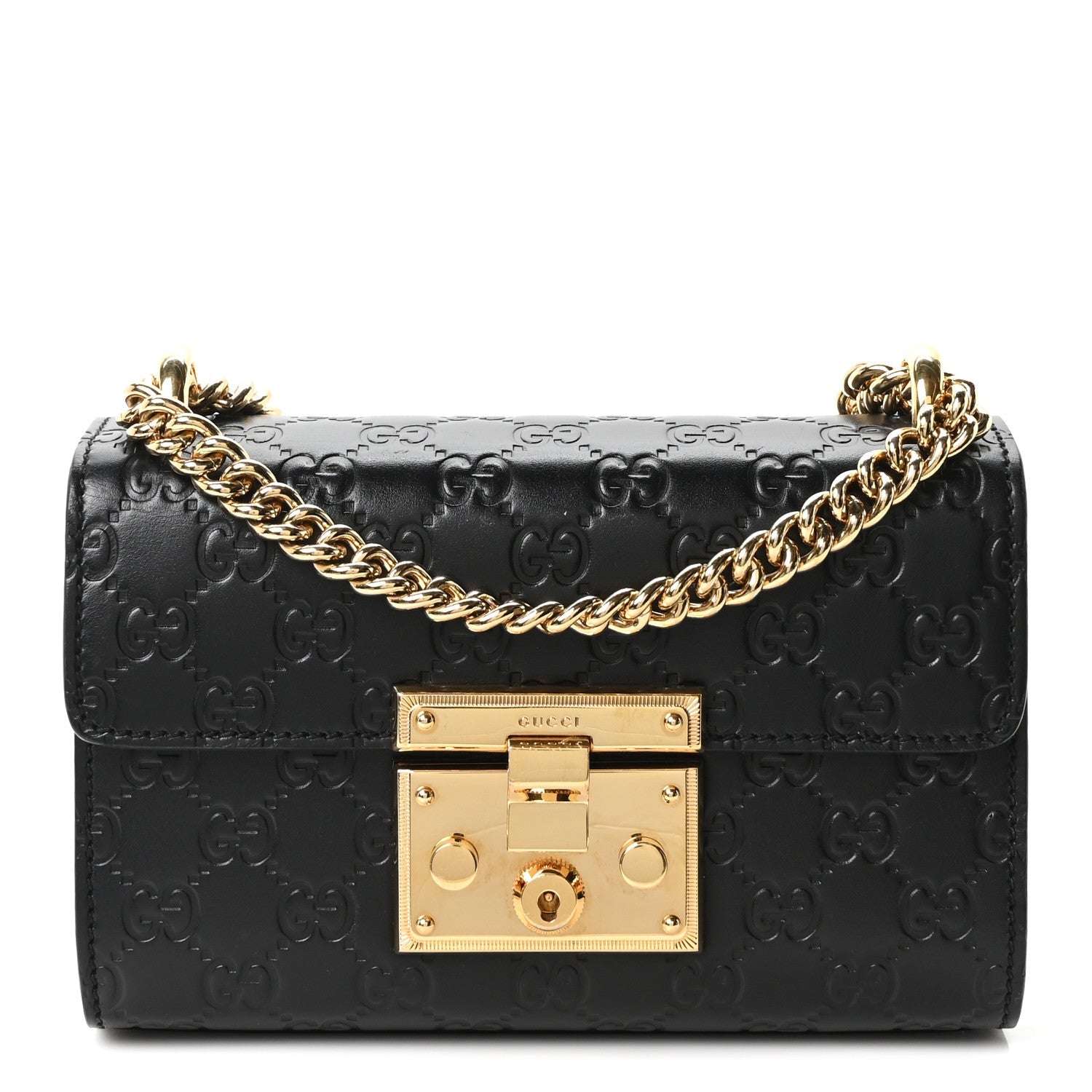 Guccissima Small Padlock Shoulder Bag Black