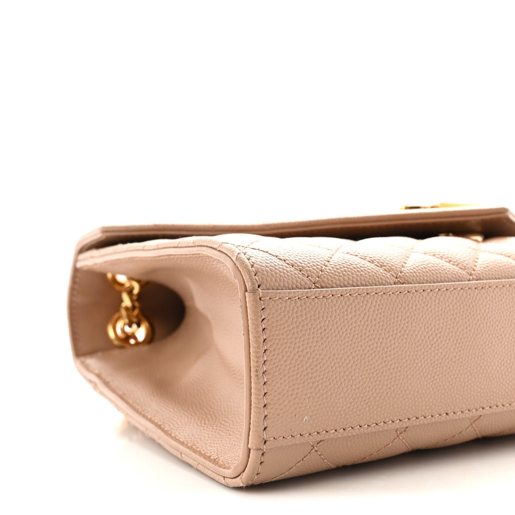 Grain De Poudre Textured Mixed Matelasse Medium Triquilt Monogram Satchel New Nude