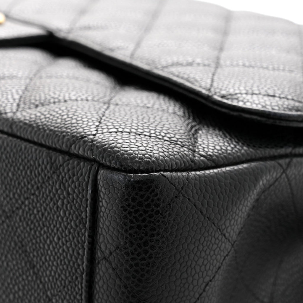 Caviar Quilted Maxi Double Flap Black