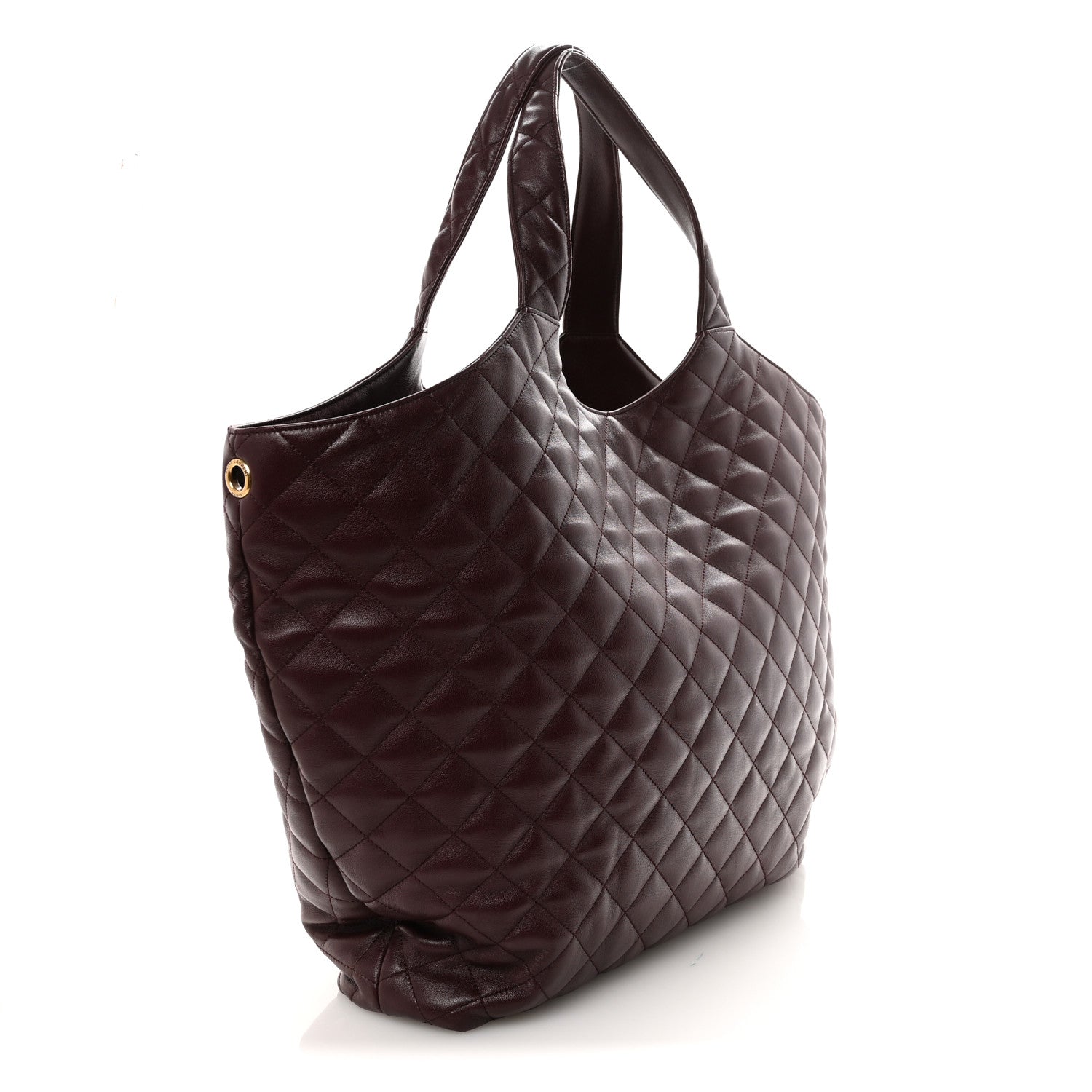 Lambskin Quilted Maxi Icare Shopping Tote  Rouge Cabernet
