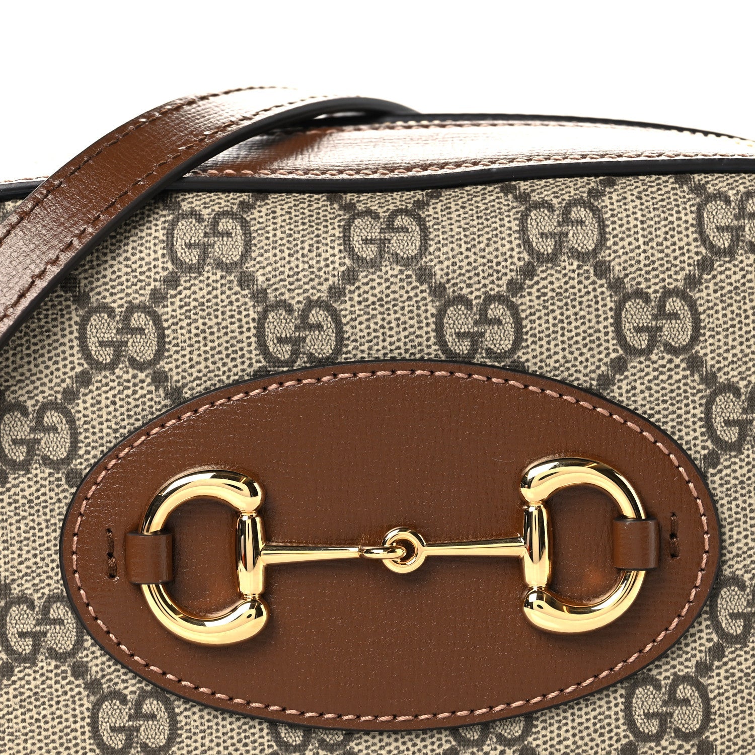 GG Supreme Monogram Mini Horsebit 1955 Camera Shoulder Bag Beige Brown Sugar