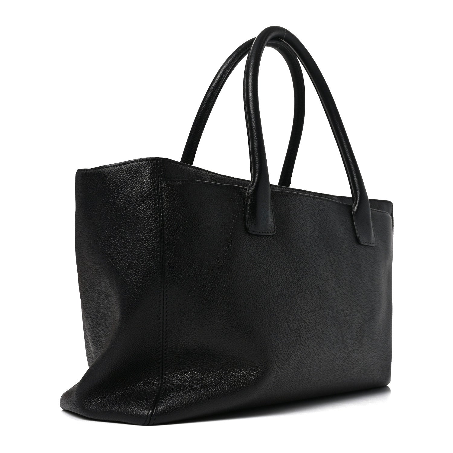 Calfskin Cerf Executive Shopper Tote Black
