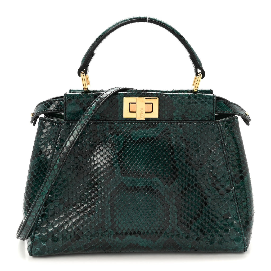 Snakeskin Shiny Nappa Mini Peekaboo Iconic Satchel Green