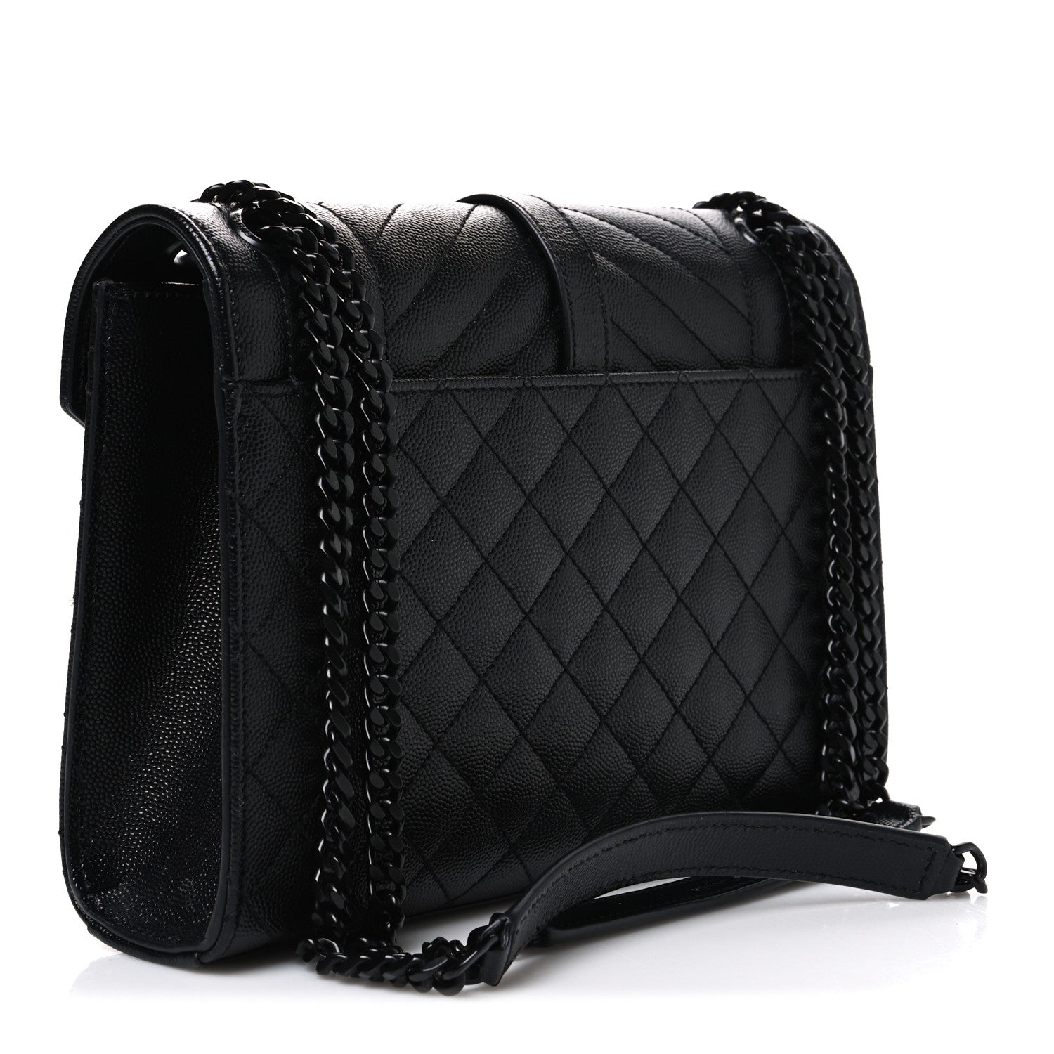 Grain De Poudre Textured Mixed Matelasse Triquilt Medium Monogram Monochrome Satchel Black