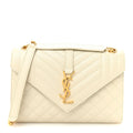 Grain De Poudre Textured Mixed Matelasse Medium Triquilt Monogram Satchel Crema Soft