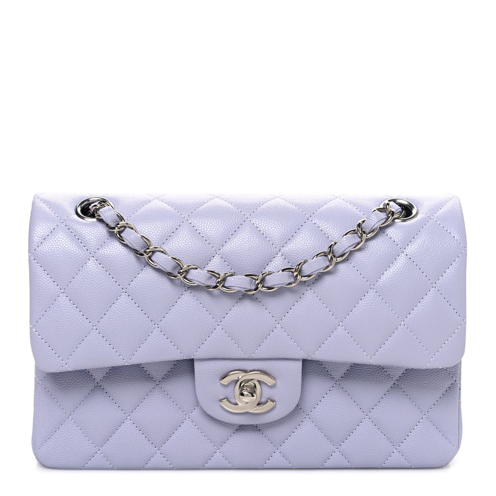 Caviar Quilted Small Double Flap Light Purple