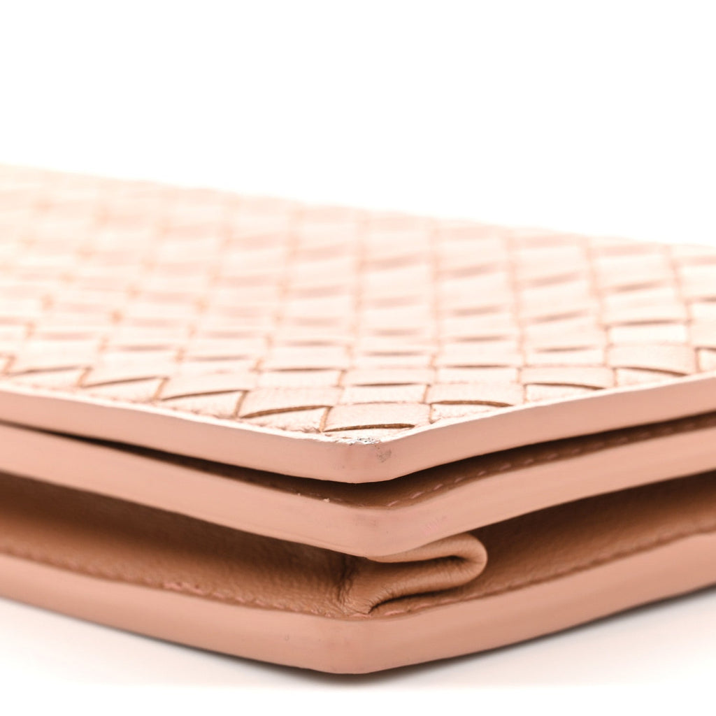 Nappa Intrecciato Continental Wallet on Chain Dusty Rose