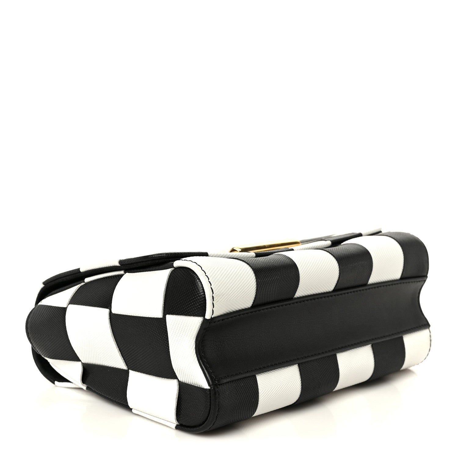 Calfskin Damier Tressage Twist Shoulder Bag MM Black White