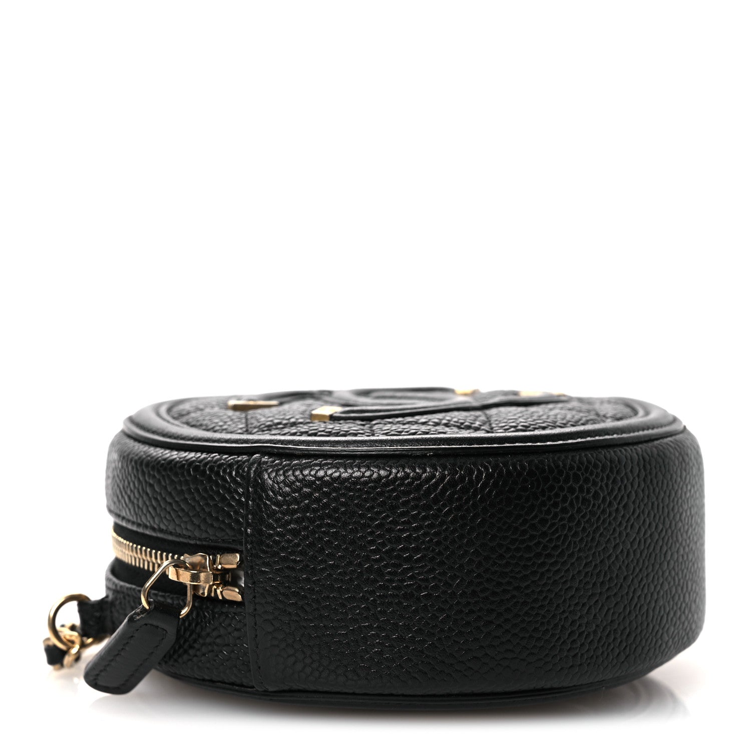 Caviar Quilted Round Filigree Crossbody Black
