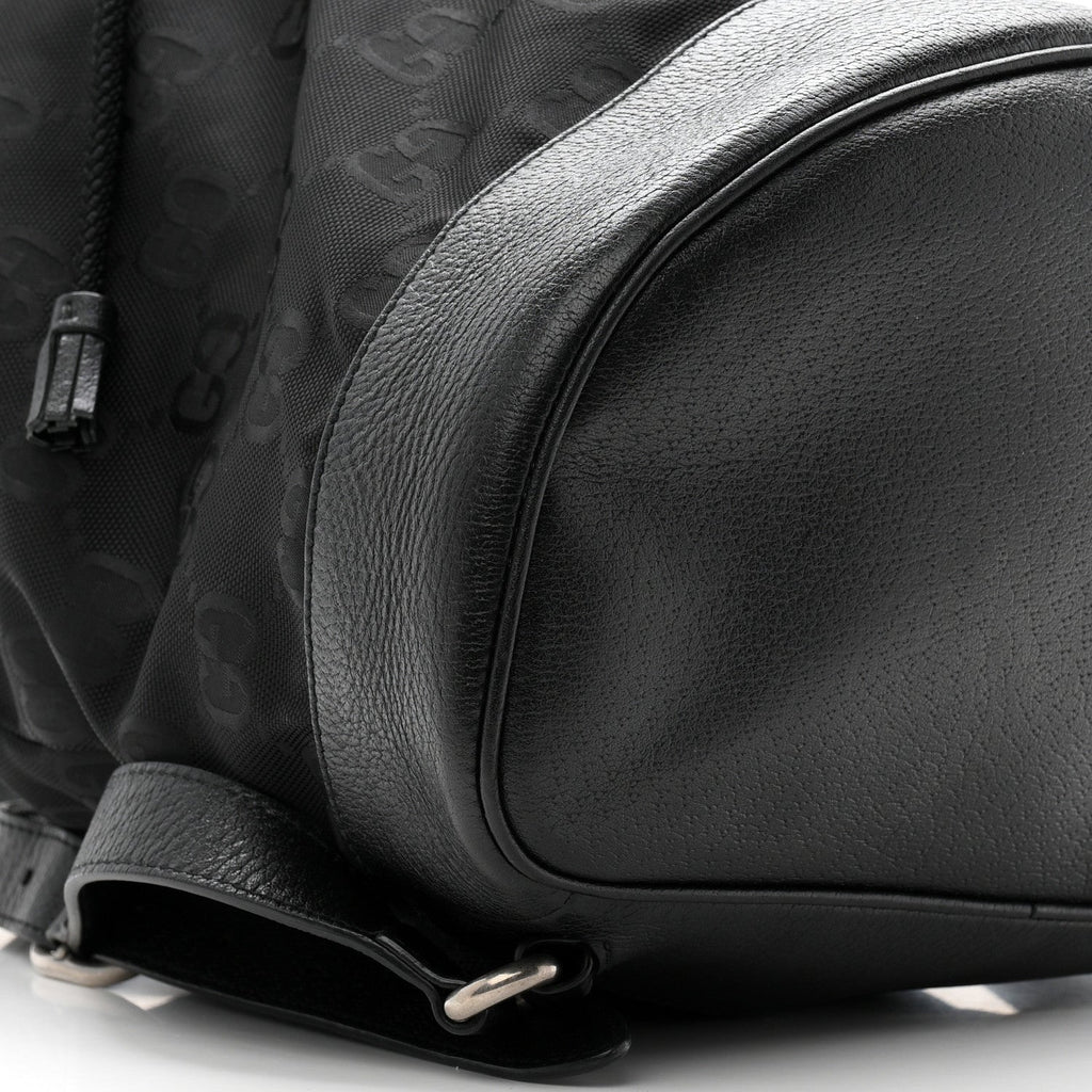 Econyl Nylon Monogram Off The Grid Drawstring Bucket Backpack Black